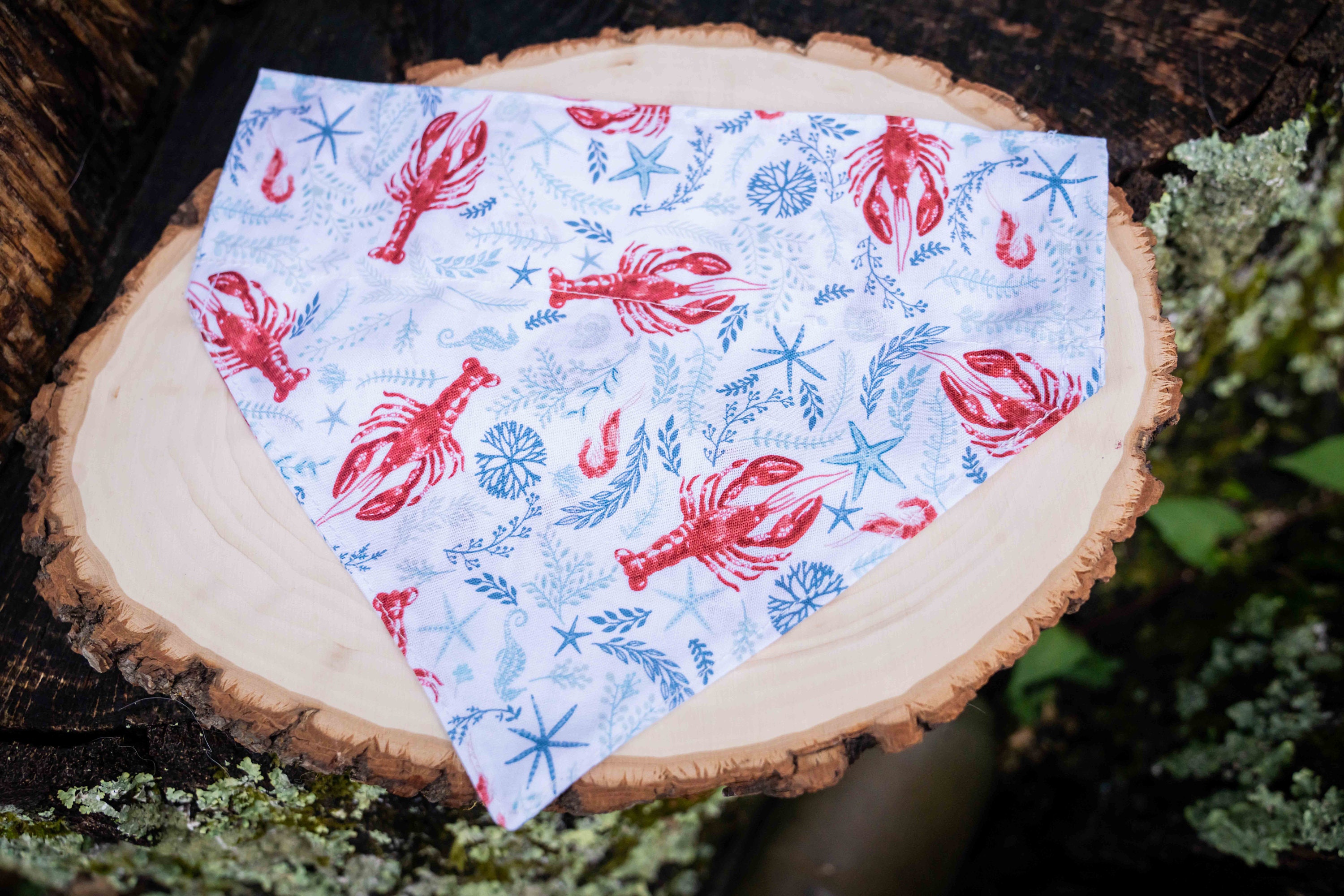 Red Lobster Print Dog Bandana Red Lobster Over the Collar Etsy