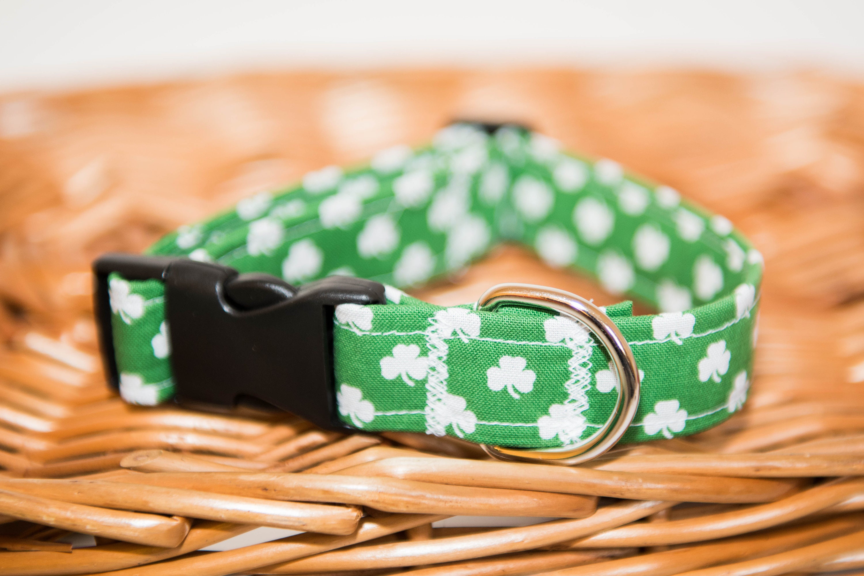 Green Shamrock Print Dog Collar Shamrock Pattern Dog Collar Etsy