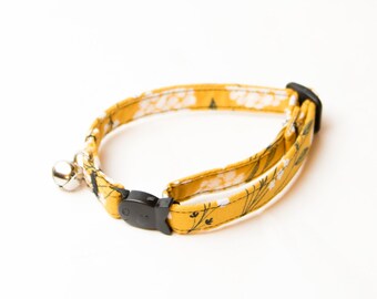Yellow Dandelion Flower Breakaway Cat Collar, Yellow Dandelion Collar, Dandelion Pattern Collar, Pattern Cat Collar, Cat Flower Collar, Cat