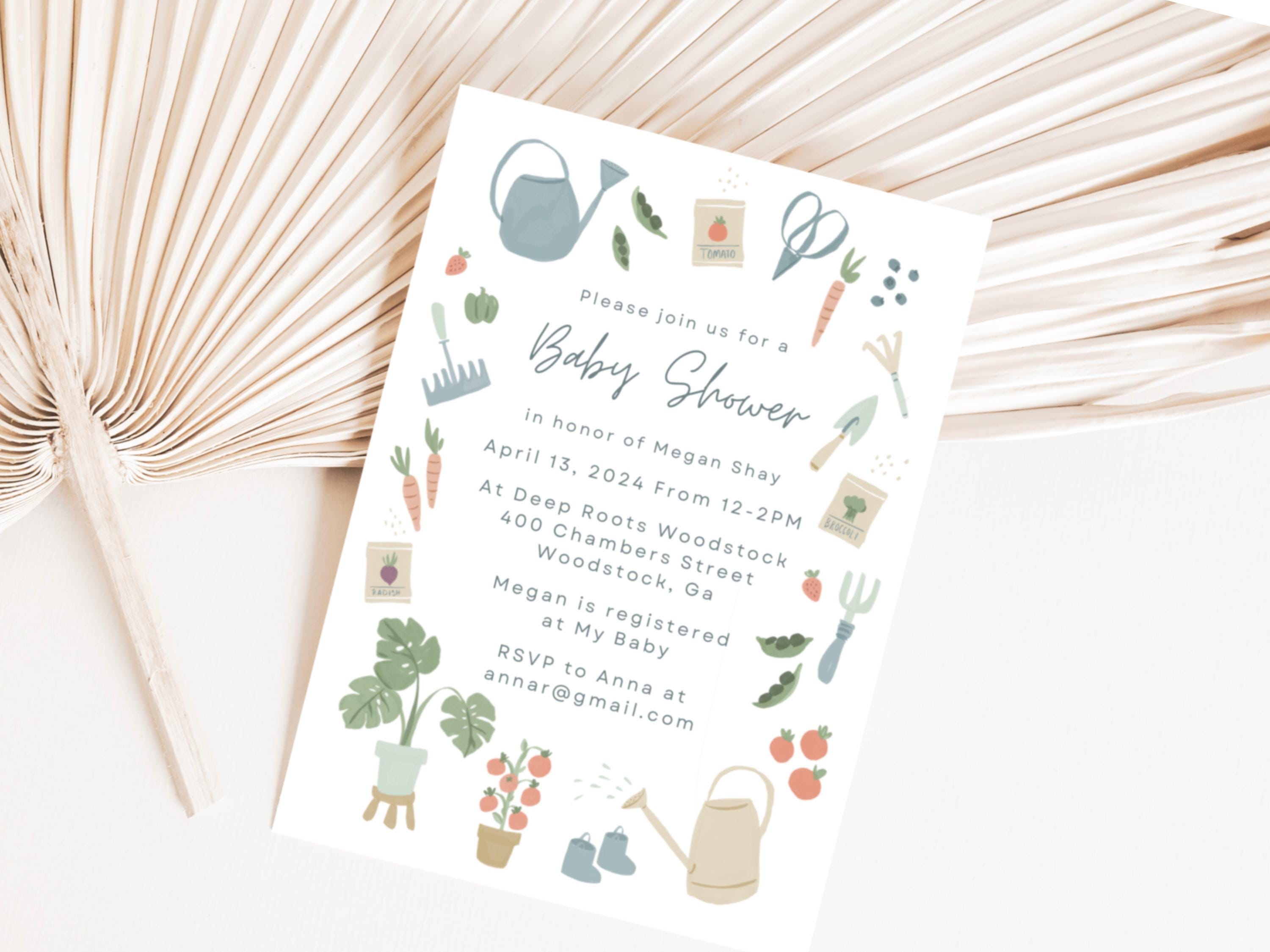 Hand-Drawn Farmers Market Baby Shower Invitation | Editable Canva Template with Illustrations | Instant Download