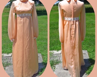 Vintage Peach Sylvia Ann 1970s Dress