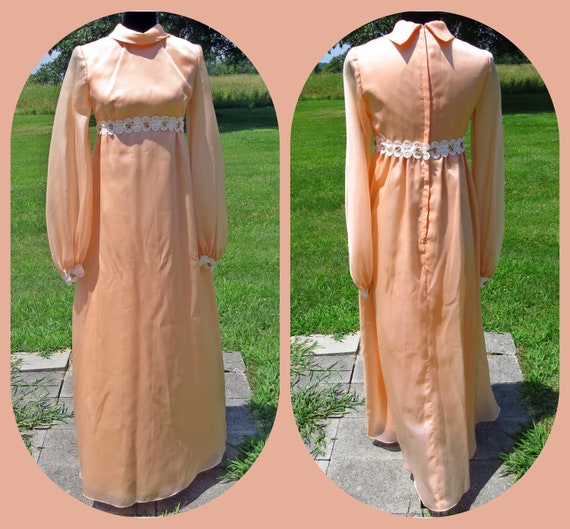 Vintage Peach Sylvia Ann 1970s Dress - image 1