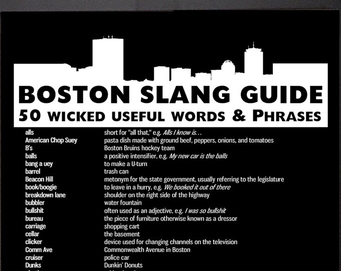 Boston Slang Guide Poster / Funny New England Massachusetts Etsy