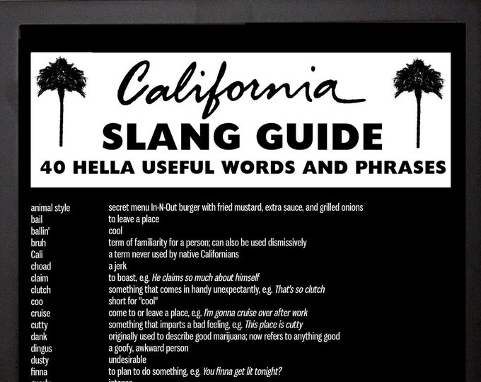 California Slang Poster / 13 X 19 Etsy