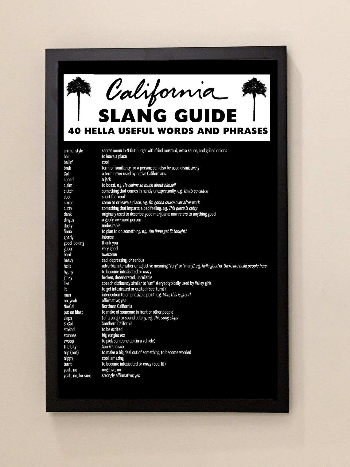 California Slang Poster / 13 X 19 Etsy