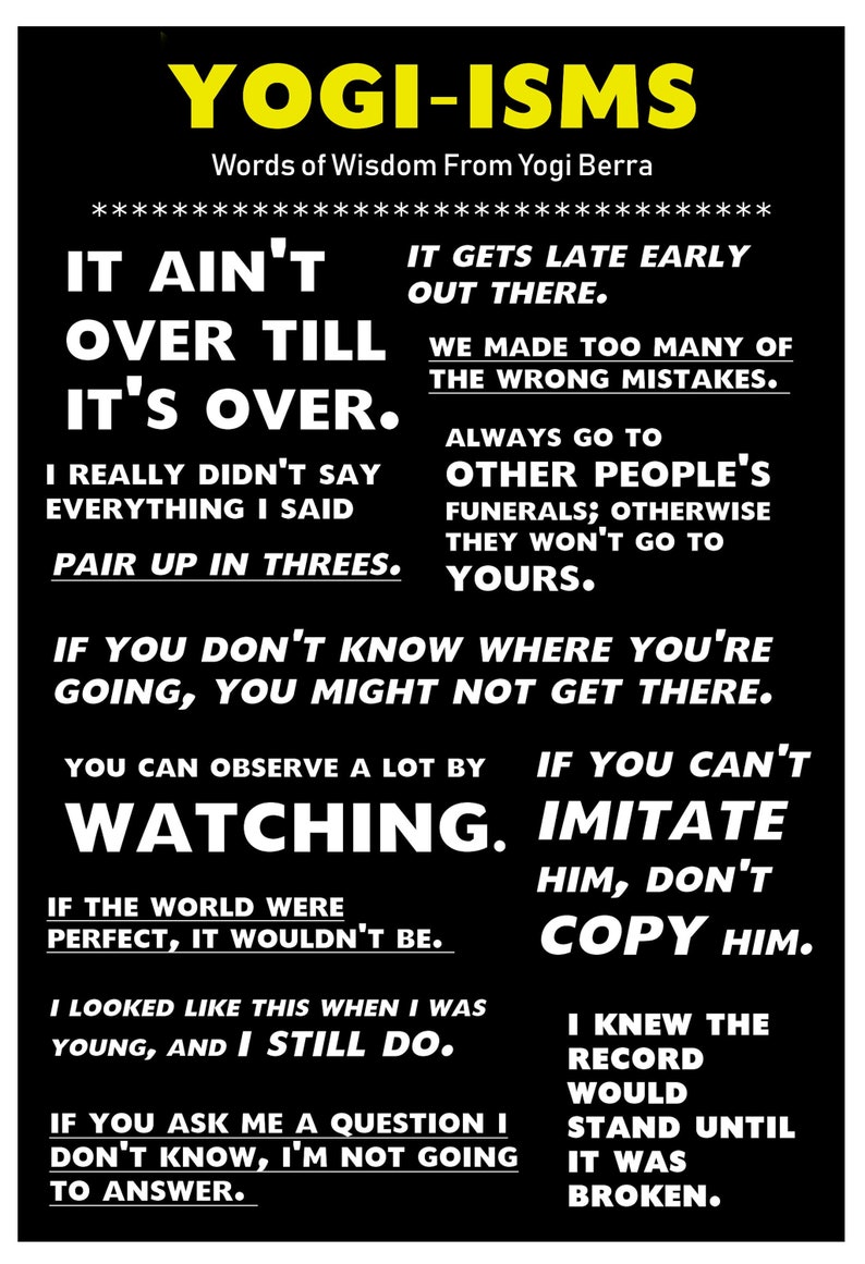 Yogi Berra Yogi-isms Poster / Funny Coaching | Etsy