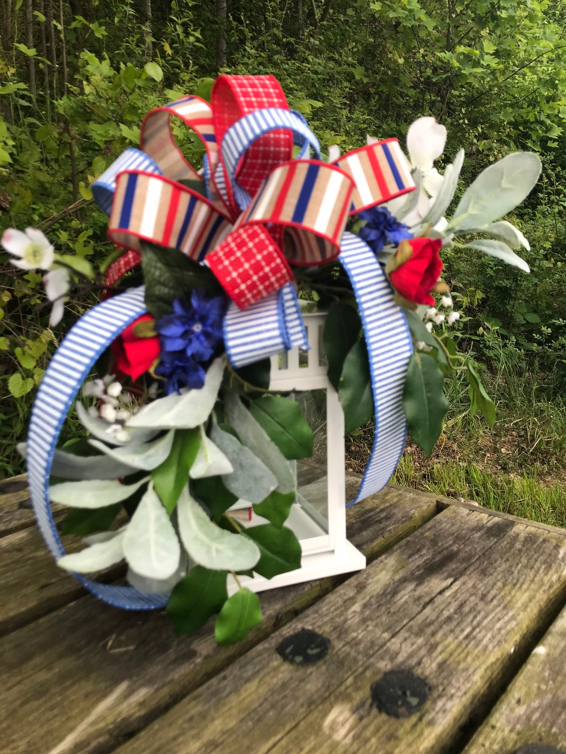 Topper de botín de linterna patriótica para chimenea manto | Etsy