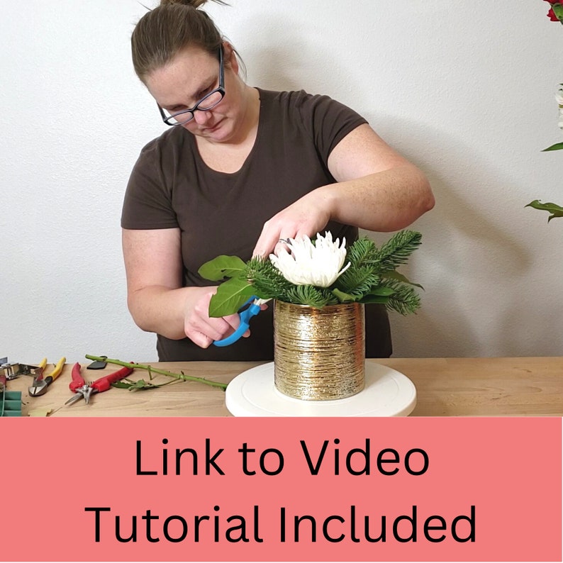 White and Gold Flower Arrangement Video Tutorial with Step by Step Instructions & Instant Digital Download, DIY New Year's Centerpiece image 7