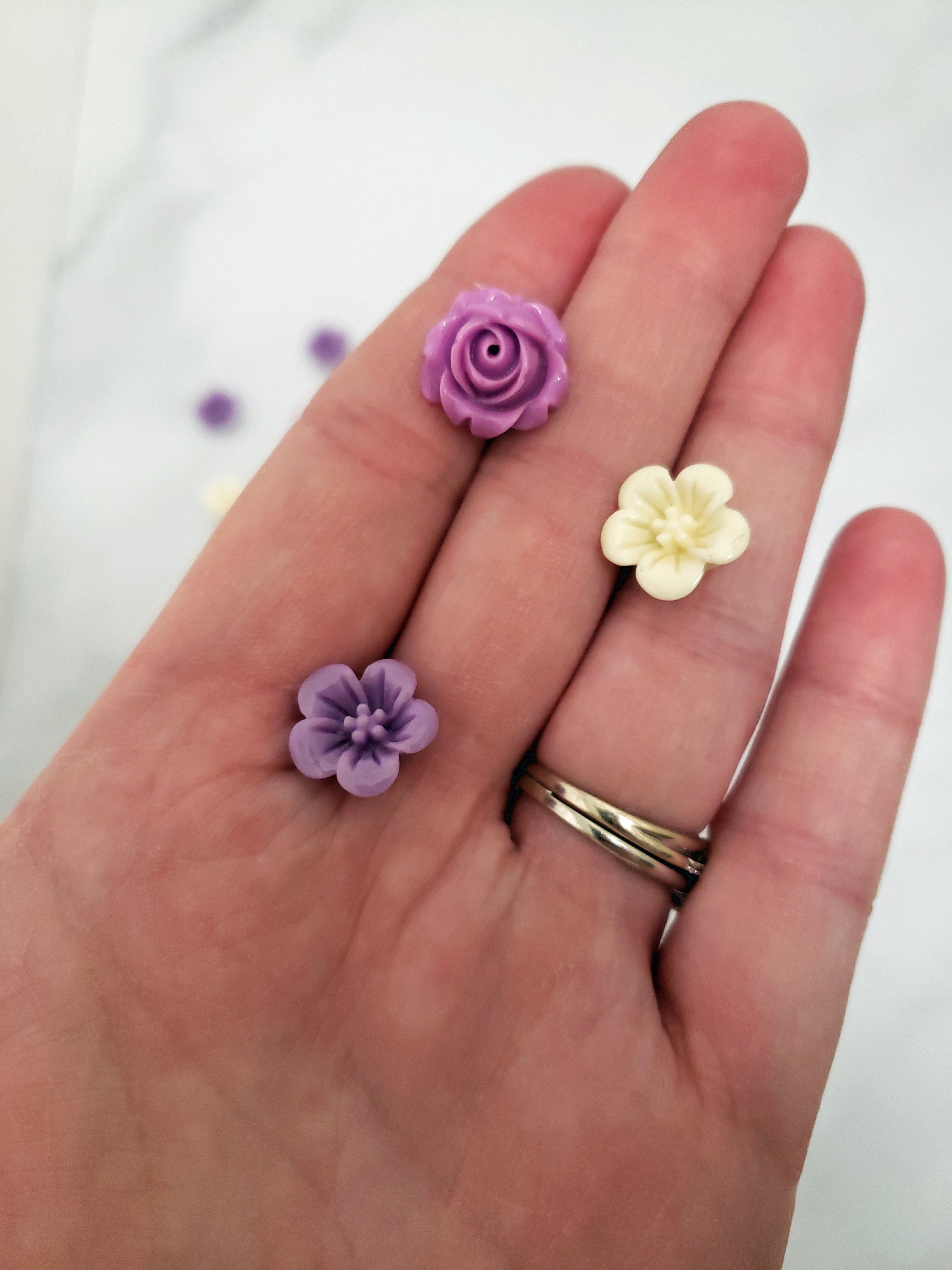 Purple Flower Push Pins Set 12 Thumb Tacks Mix Lilac Office Etsy
