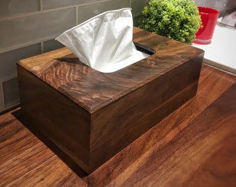 Black walnut tissue box cover / handkerchief made of solid wood. Fits  up to 5.25"(W) x 9,5"(L) x 3,5"(H)tandard rectangular boxes