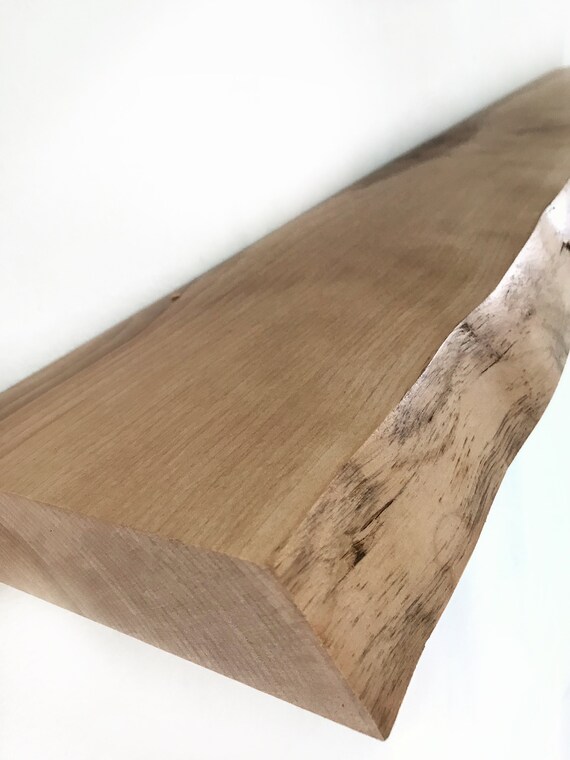 Natural Live Edge Solid Wood Birch Floating Shelf Brackets And Hardware Included For Easy Installation