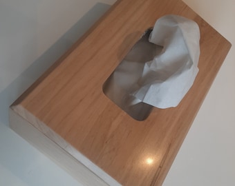 Solid Maple tissue box cover / handkerchief Fits up to 5.25&quot;(W) x 9.5&quot;(L)x 3.5&quot;(H) standard rectangular boxes