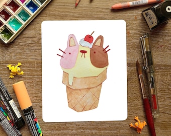 Neko-politan ice cream  mini print