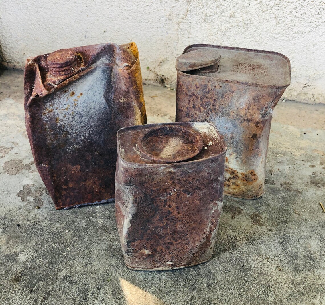 3 Rusty Rectangular Cans Rusty Vintage Tins Metal Art Supply Etsy