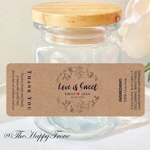 Personalized Kraft Brown Stickers: Love is Sweet, Wedding Favors