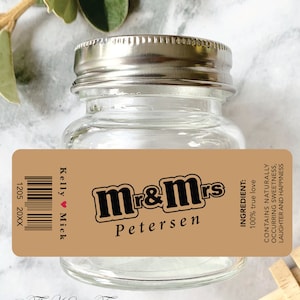 Autocollants de mariage au chocolat M&M, autocollants personnalisés, cadeaux de mariage, cadeaux de douche nuptiale
