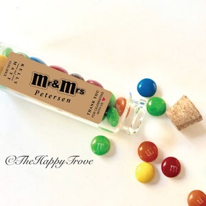 M&M Chocolate Wedding stickers, wedding favours, bridal shower.