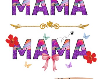 Mama Rainbow Floral PNG: Spring Colors, Mom Clipart (Digital Download)