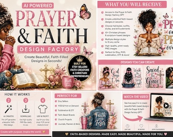 Prayer & Faith Design Factory GPT, Christian AI Design Generator, ChatGPT Faith Design Tool, Christian png Creator, Etsy Seller AI Assistant