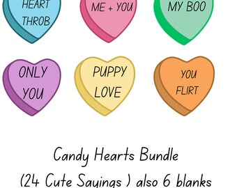 Candy Hearts SVG PNG: Valentine's Day Clipart (Digital Download)