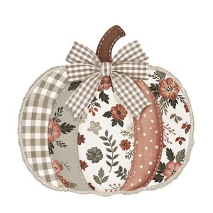 Vintage Patchwork Pumpa PNG: Höstquiltdesign (digital nedladdning)