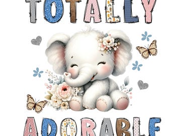 Clipart babyolifant boho bloemen: schattige kinderkamer, png (digitale download)