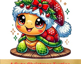 Leuke kerstschildpad png, kerstschildpad png, kerstschildpadshirt, dierlijke kerst png, kinderkerstschildpad clipart, schildpadkunst