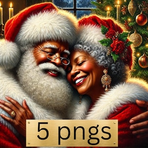 Santa and Mrs. Claus PNG, African American Mr and Mrs Claus Christmas , Mr. and Mrs. Claus PNG , Black Christmas, Black Santa and Mrs Claus