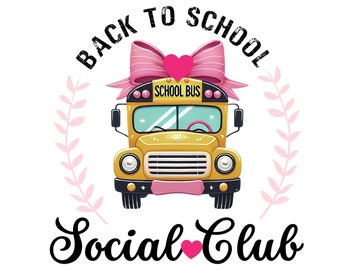 Back To School Bus PNG: Pink Bow Design, Sublimation (Digital File)