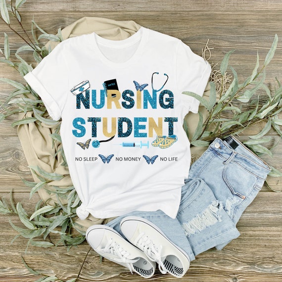 Funny Nurse T-Shirt - 'No Sleep No Money No Life' Nursing Student V-Neck Tee