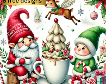 Christmas Gnome Tumbler Wrap, Holiday Sublimation Design (Digital Download)