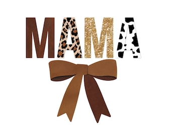Western Cowgirl Mama PNG: Leather Bow, Cheetah Print (Digital Download)