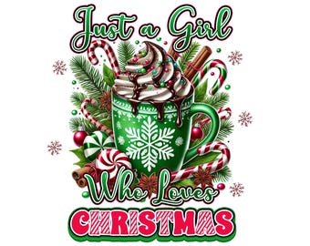 Juste une fille qui aime Noël png, Coquette Noël png, Noël girly png, Noël, chocolat chaud, cacao, canne à sucre, pain d'épice png, noeud de coquette