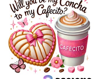 Concha Valentine PNG: Retro Mexican Pan Dulce Heart (Digital Download)