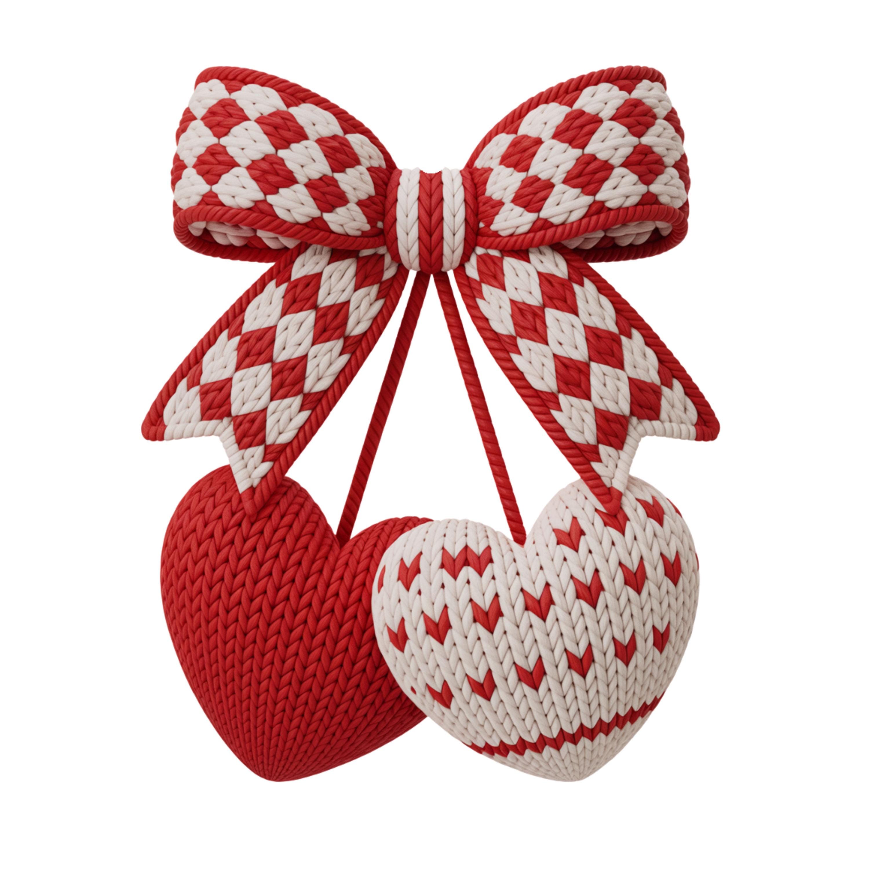 Yarn Crochet Valentines Day Heart Png, Latch Hook Heart Cherry ...