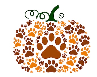Dog Cat Paws Pumpkin PNG: Halloween Fall Thanksgiving (Digital File)
