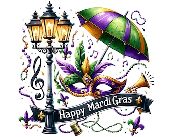 Mardi Gras Carnival PNG Clipart: New Orleans Design (Digital Download)