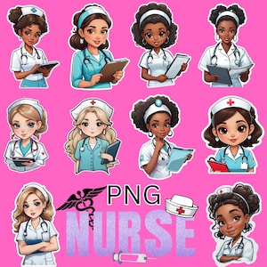 Nurse PNG , Nurses Clipart, Nurse Sublimation Bundle, Nurses Clipart, Cartoon Nurse, Nurse Life Png, Medical Nurses PNG, Nurse Stickers