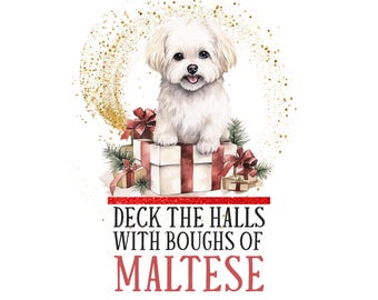 Christmas Maltese Dog PNG: Festive Pet Tee Design (Digital Download)
