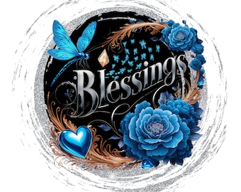 Blessings Floral Butterfly PNG: Christian Inspiration (Digital Download)