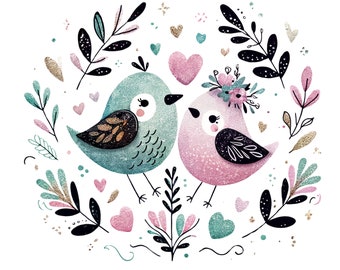 Aquarel bloemen schattige vogels png, baby vogel schattige png, bloemen vogels png, aquarel vogels clipart, schattige vogel digitale afbeelding bloemen png