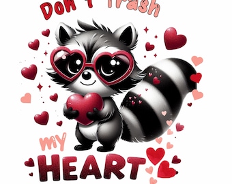 Funny Valentine Raccoon PNG: Kids Valentine Card Clipart (Digital Download)
