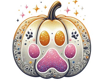 Dog Cat Paws Pumpkin PNG: Halloween Fall Thanksgiving (Digital File)