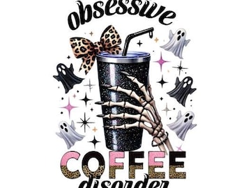 Funny Coffee Ghost PNG: Halloween Sublimation Design (Digital Download