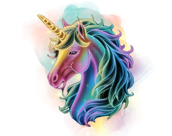 Magical Unicorn PNG: Rainbow Birthday Clipart (Digital Download)