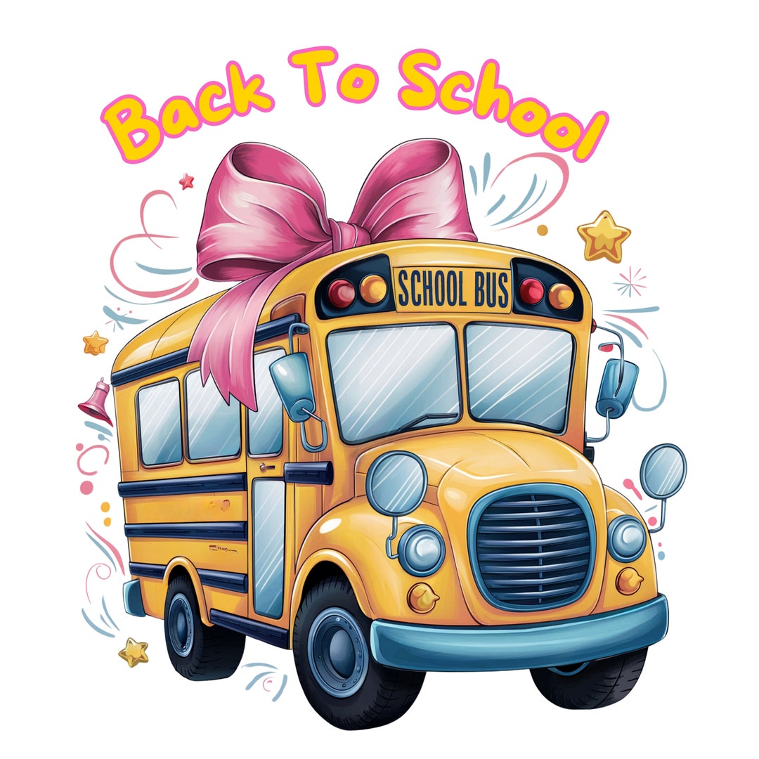 Back to School School Bus With Pink Bow Png Design,back to School ...