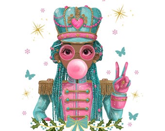 Bubblegum Christmas Nutcracker PNG: Vibrant Clipart (Digital Download)