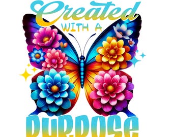 Glitter Floral Butterfly PNG: Inspirational Christian Clipart (Digital Download)