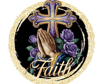 Floral Faith Cross, png-bestand: biddende handen, christelijke clipart (digitale download)