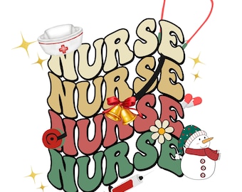 Christmas Nurse PNG: Holiday Shirt Design, Medical Clipart (Digital Download)
